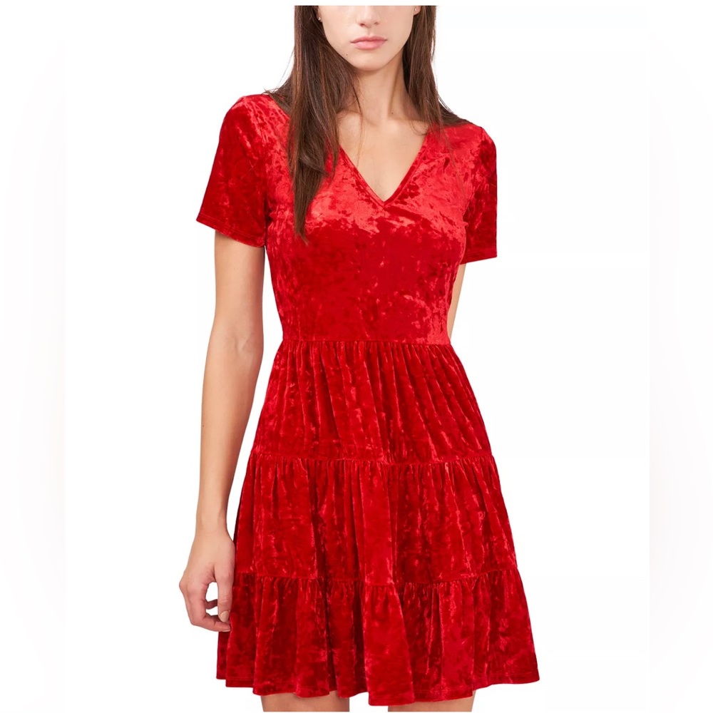 Riley & Rae Red Crushed Velvet Dress NWOT
